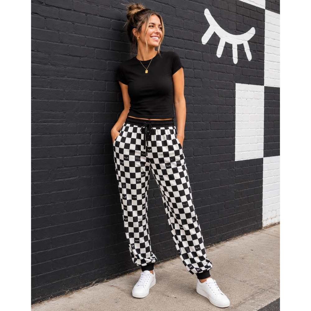 Little Sleepies Lunaluxe Women's 3XL Checkered Bamboo Pajama Lounge Pants